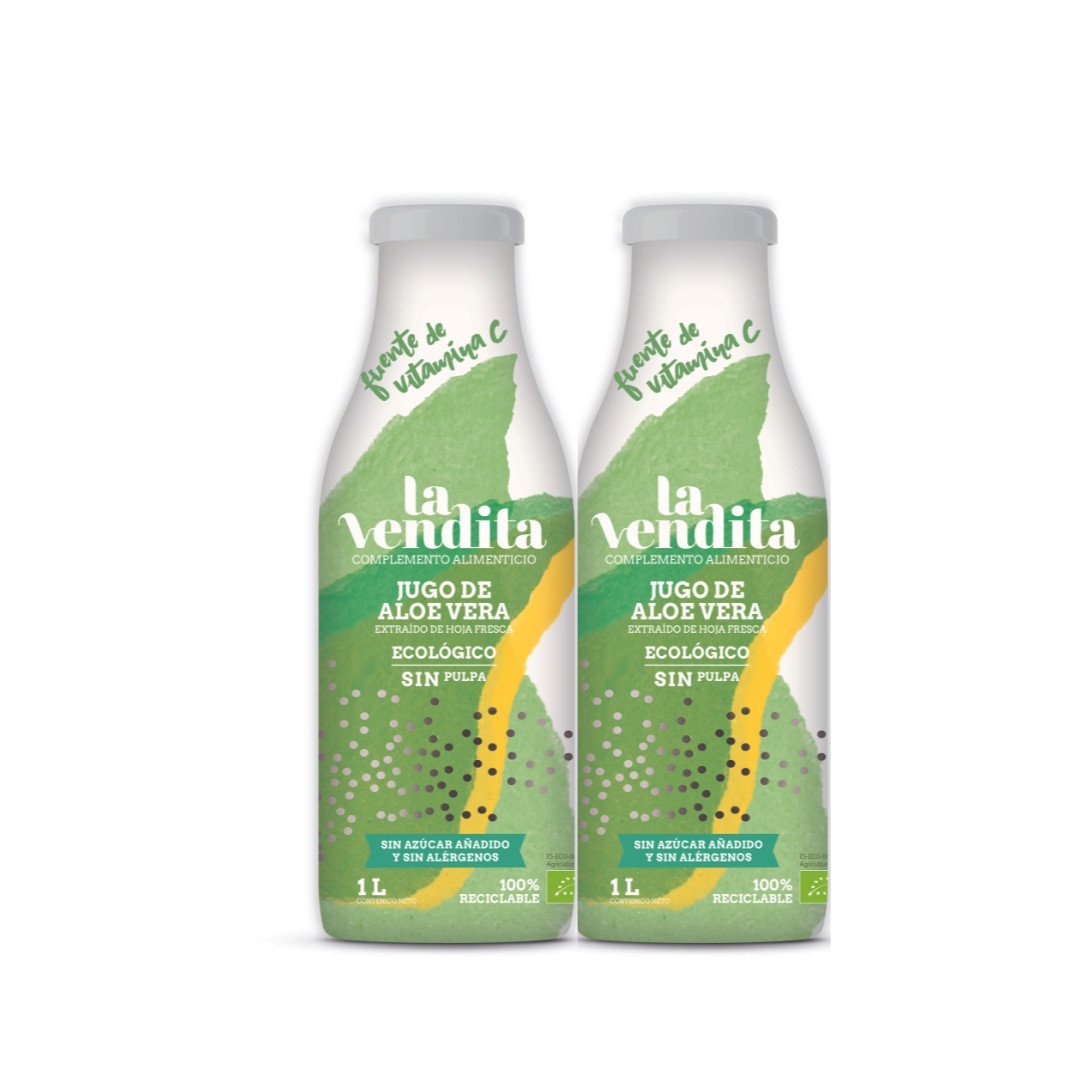 Pack de 2 Jugos de Aloe vera puro ecológico sin pulpa 1L 10 1 6