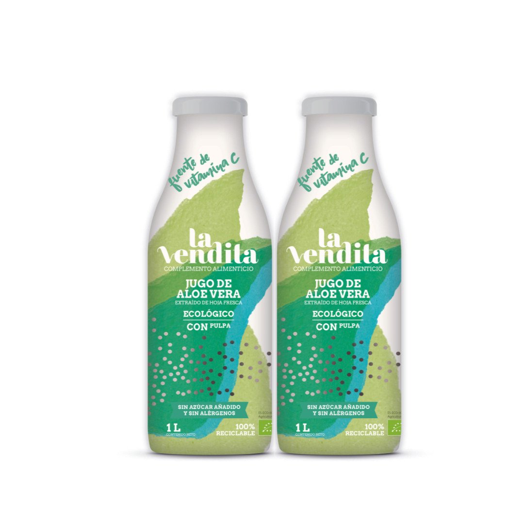Pack de 2 Jugos de Aloe vera puro ecológico con pulpa 1L 11 2 2 3