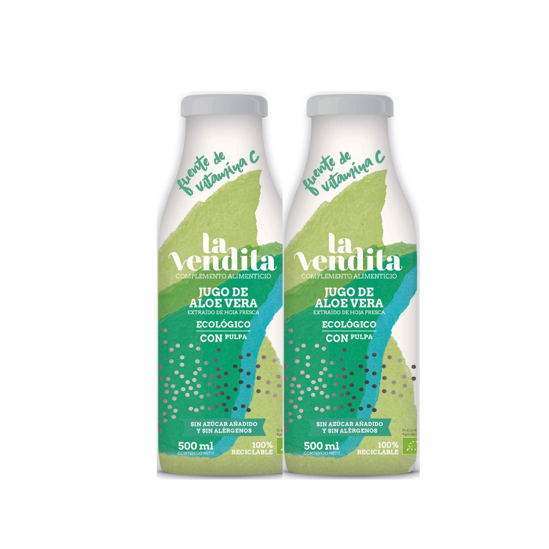 Pack de 2 Jugos de Aloe vera puro ecológico con pulpa 500 ml 13 4 1