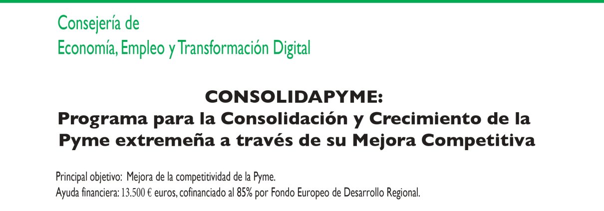 Proyecto cofinanciado por la Comunidad Autónoma de Extremadura y el Fondo Europeo de Desarrollo Regional (FEDER) 1 Modelo cartel publicidad ayudas consolidapyme page 0001 1