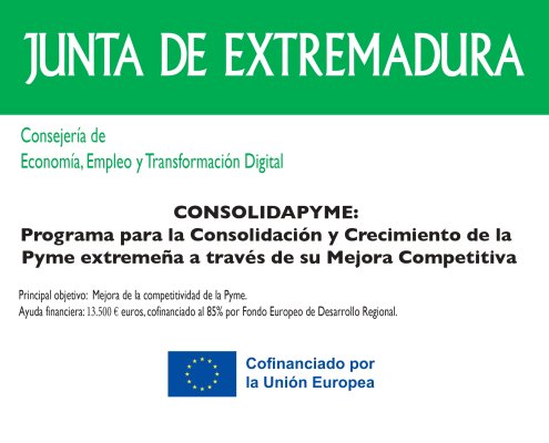 Proyecto cofinanciado por la Comunidad Autónoma de Extremadura y el Fondo Europeo de Desarrollo Regional (FEDER) 2 Modelo cartel publicidad ayudas consolidapyme page 0001 1