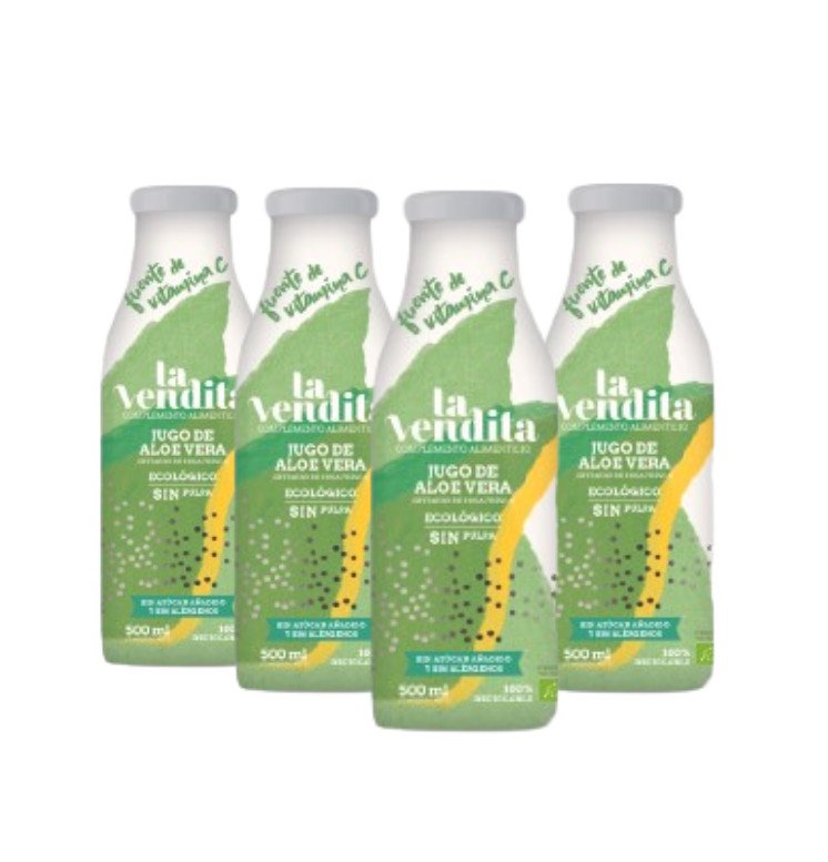 Pack de 4 Jugos de Aloe vera puro ecológico sin pulpa 500 ml 25 pack 6 4 e1702639518557 1